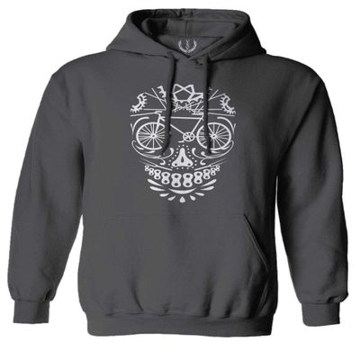 0305. Biker Skull Graphic Biking Mountain Bike Bicycle MTB Rider Sweatshirt Pullover Hoodie (Characoal, Medium) Charcoal
