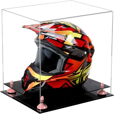Better Display Cases Clear Acrylic Motorcycle Motocross or Racing Helmet Display Case with Pink Risers and Black Base (A024/V61)