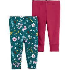Carter's Just One You Baby Girls' 2 Pack Floral Leggings (6 Months) Green/Pink