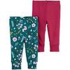 Carter's Just One You Baby Girls' 2 Pack Floral Leggings (6 Months) Green/Pink view 1