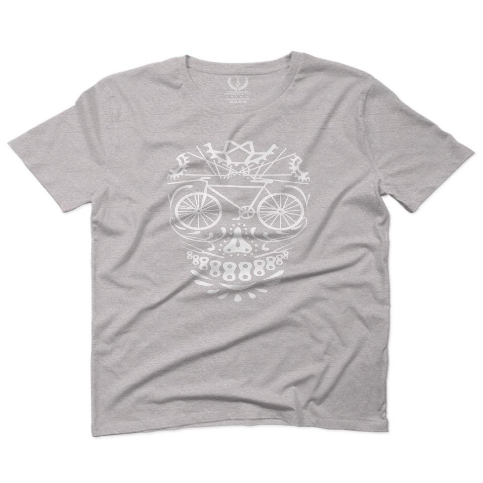 0305. Biker Skull Graphic Biking Mountain Bike Bicycle MTB Rider for Men T Shirt (Light Gray 2X-Large)