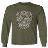 0305. Biker Skull Graphic Biking Mountain Bike Bicycle MTB Rider Men's Long Sleeve t Shirt (Olive, Large) view 1