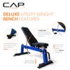 CAP Barbell Deluxe Utility Weight Bench Color Series (Blue, Square Backpad) view 3