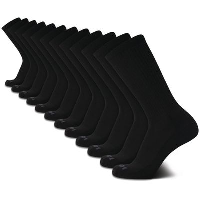 AND1 Men's Crew Socks - 12 Pack Performance Cushion Comfort Crew Socks - Breathable Athletic Socks for Men (6-12.5), Size 6-12.5, Black
