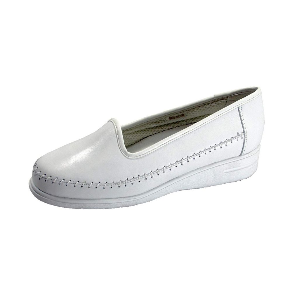 24 Hour Comfort Kya (2721) Women's Wide Width Comfort Leather Loafers White 6