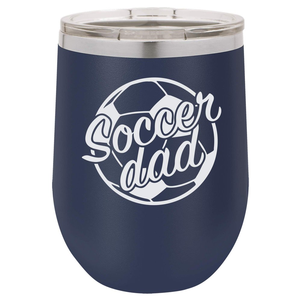 Soccer Dad Engraved Insulated Stainless Steel Wine Tumbler, 12 Oz., Navy