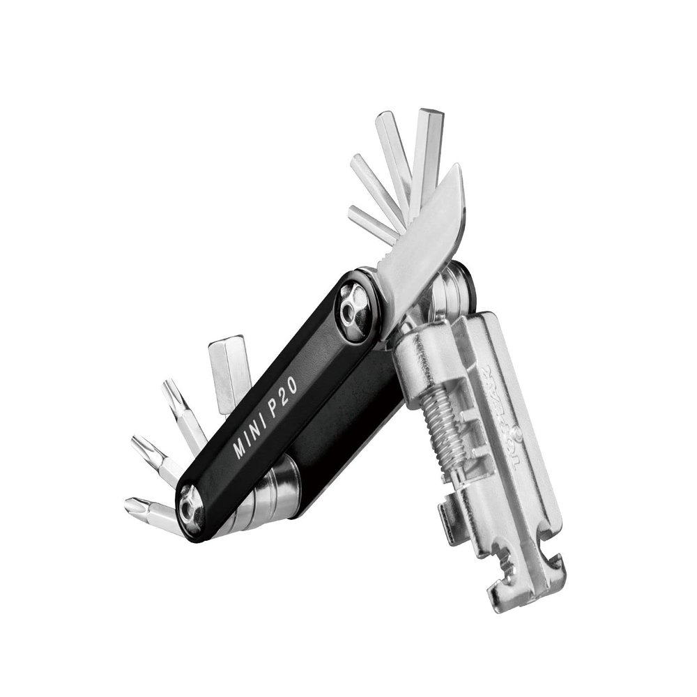 Topeak Mini P20 Multi-Tool  20-Function Precision Bike Repair Kit with Chain, Master Link, Hex & Torx Wrenches, Spoke, Phillips Driver, Knife Blade & Carry Case  Compact Alloy Body