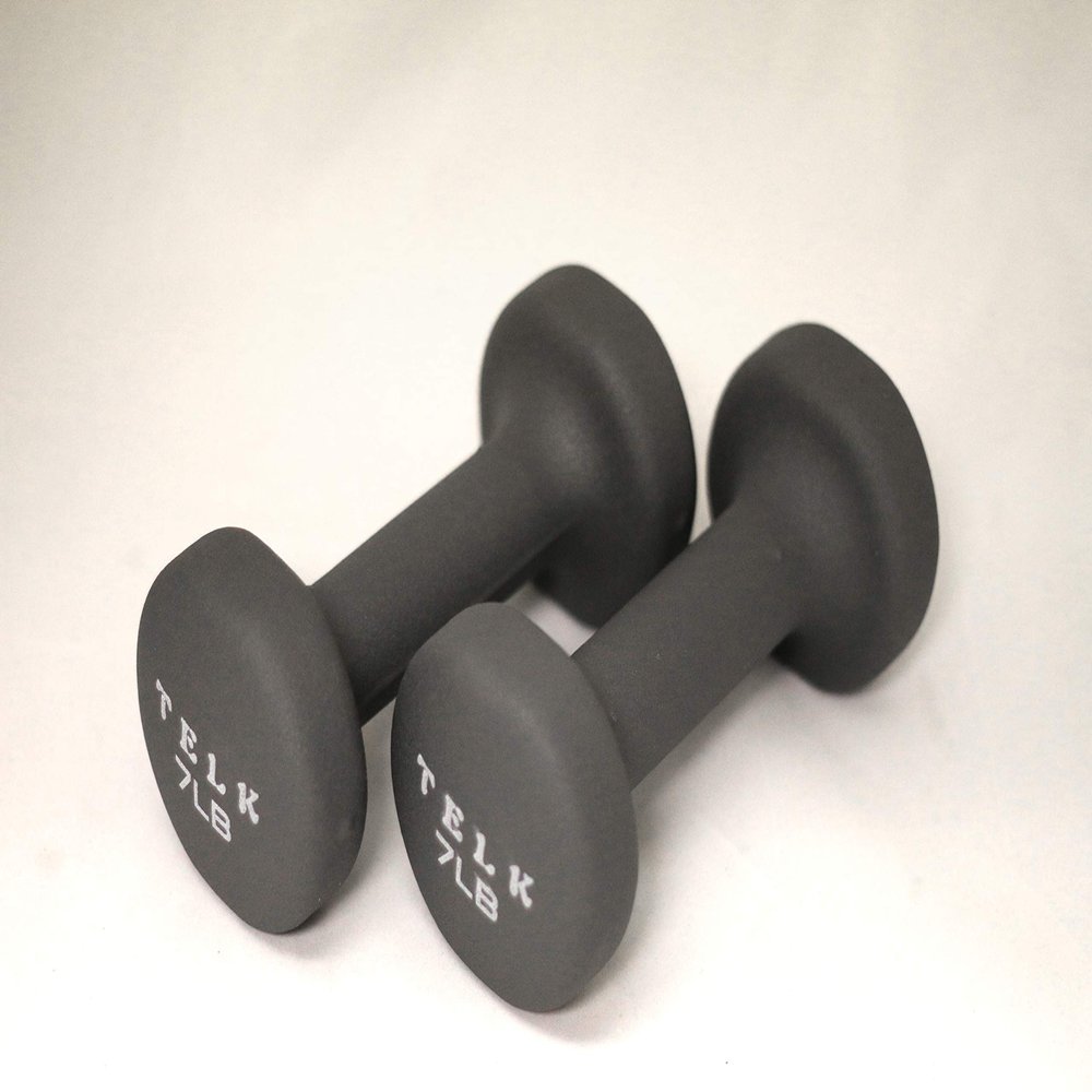 TELK Fitness 7 lbs Neoprene Dumbbells Set of 2 Non-Slip Hand Weights for Home Workouts, Strength Training & Toning Compact, Comfortable Grip for Women & Men