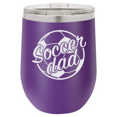Soccer Dad Engraved Insulated Stainless Steel Wine Tumbler, 12 Oz., Purple