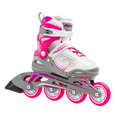 Bladerunner by Rollerblade Phoenix Girls Adjustable Fitness Inline Skate, White and Fuchsia, Junior, Value Performance Inline Skates, Youth Junior 1 to 4