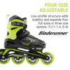 Bladerunner by Rollerblade Phoenix Boys Adjustable Fitness Inline Skate, Black and Green Size 5-8 view 3