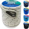 Better Boat Premium Anchor Rope, 100 Ft Double Braided White Nylon Marine Line, Reflective 3/8 Inch Reel for Anchors and Boats - White view 1