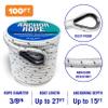 Better Boat Premium Anchor Rope, 100 Ft Double Braided White Nylon Marine Line, Reflective 3/8 Inch Reel for Anchors and Boats - White view 3