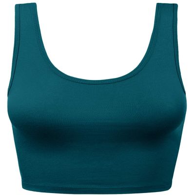 HATOPANTS Women Sleeveless Racerback Crop Tank Top Cami Backless Scoopneck Shirts Teal M