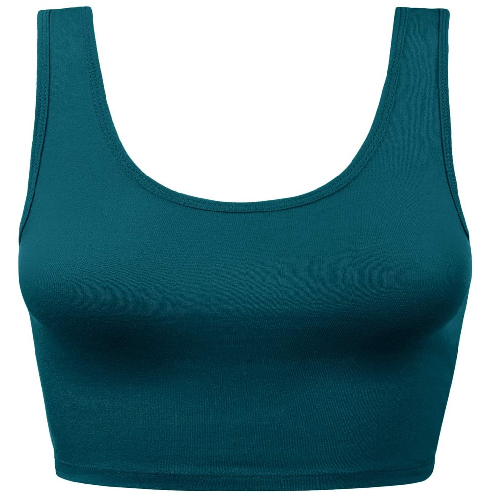 HATOPANTS Women Sleeveless Racerback Crop Tank Top Cami Backless Scoopneck Shirts Teal M
