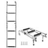 Amarine Made 6 Step Folding Ladder Boat Stern Mount Removable Ladder Marine Stainless Steel Pontoon Ladders Polished 3+3 Step with Rubber Grips (with Mounting Screws)-550lbs Capacity view 1
