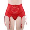 3Pcs Lingerie for Women Plus Size Lace Wedding Garter Belt with Fishnet Thigh High Stocking and Panties Underwear Red view 2