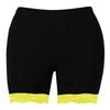 Womens Scallop Lace Trim Plain Gym Bike Tights Viscose Cycling Shorts Hot Pants Black - Neon Yellow view 1