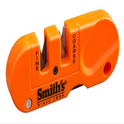 Smiths 51203 Pocket Pal Multi-Functional Knife Sharpener - Compact Handheld, Carbide & Ceramic Stones, Fold-Out Diamond Rod for Outdoor and Hunting - Lightweight, Portable, Multiuse - Orange