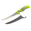 Smith's 51208 Mr. Crappie 6-Inch Curved Slab-Sticker Fillet Knife Green Stainless Steel Blade TPE Soft Grip Handle Durable Plastic Sheath Lanyard Hole view 1