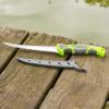 Smith's 51208 Mr. Crappie 6-Inch Curved Slab-Sticker Fillet Knife Green Stainless Steel Blade TPE Soft Grip Handle Durable Plastic Sheath Lanyard Hole view 2