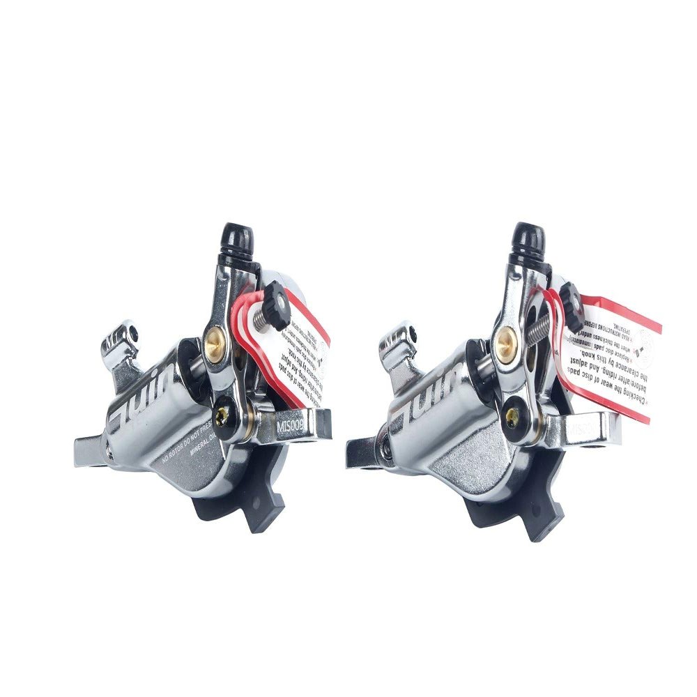 Juin Tech M1 Cable Actuated Hydraulic Bicycle Bike Disc Brake Caliper Set Extra Powerful Hybrid Brake for Road Mountain Cyclocross Gravel eBike Folding Bike etc. use (Gray)