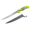 Smith's 51209 Mr. Crappie 7-Inch Curved Slab-Sticker Fillet Knife Green Stainless Steel Blade TPE Soft Grip Handle Durable Plastic Sheath Lanyard Hole view 1