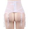 3Pcs Lingerie for Women Plus Size Lace Hollow Out Wedding Garter Belt with Fishnet Thigh High Stocking and Panties Underwear White view 3