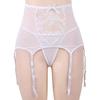 3Pcs Lingerie for Women Plus Size Lace Hollow Out Wedding Garter Belt with Fishnet Thigh High Stocking and Panties Underwear White view 4