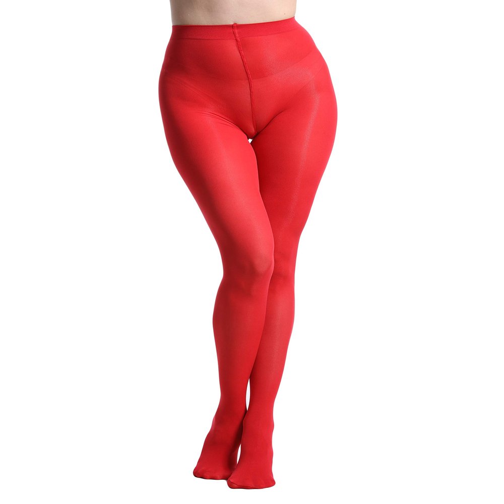 Zioccie 80 Denier Microfibre Tights for Women Soft Semi Opaque Solid Color High Waist Footed Pantyhose (Red, One Size)