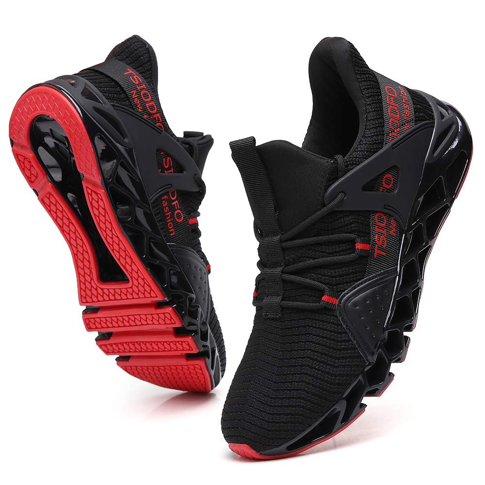 Ezkrwxn Walking Shoes for Women Running Shoes Mesh Breathable Slip on Ladies Gym Workout Athletic Tennis Jogging Sneakers Black Red Size 7