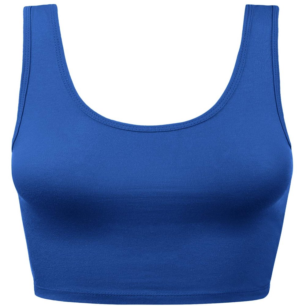 HATOPANTS Women Sleeveless Racerback Crop Tank Top Cami Backless Scoopneck Shirts SAPPHI L