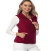 Fuinloth Women's Fleece Vest, Polar Soft Sleeveless Classic Fit with Zip up Pockets Wine Red Large view 2