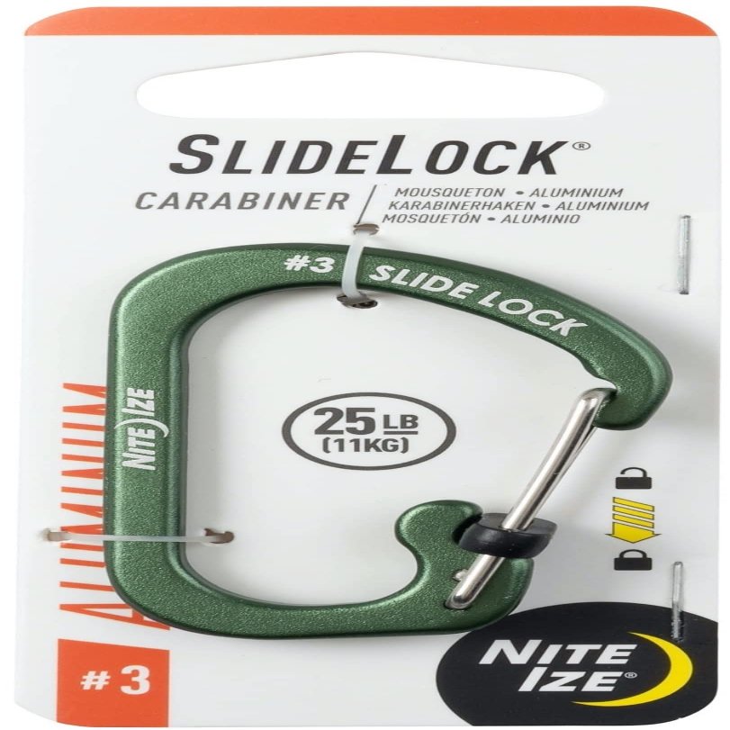 Nite IZE SlideLock Carabiner Aluminum, Size #3, Olive