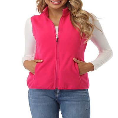 Fuinloth Women's Fleece Vest, Polar Soft Sleeveless Classic Fit with Zip up Pockets Rose Red X-Small