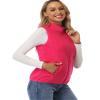 Fuinloth Women's Fleece Vest, Polar Soft Sleeveless Classic Fit with Zip up Pockets Rose Red X-Small view 2