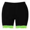 Womens Scallop Lace Trim Plain Gym Bike Tights Viscose Cycling Shorts Hot Pants Black - Neon Green view 1