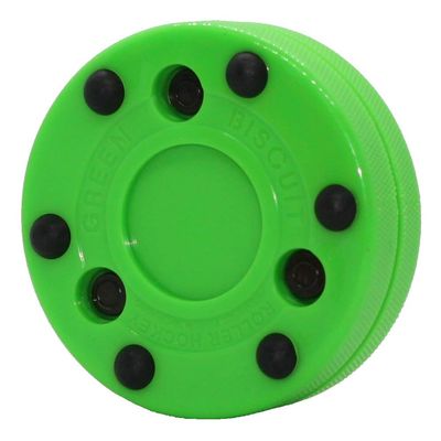 Green Biscuit NHL Street Roller Hockey Puck - Outdoor Off ice Hockey Pucks for Practice + Training and Stick Handling - Original Street Puck with Rollers - Diameter 3 Inch, Thick 1 Inch