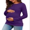 Chuanqi Womens Maternity Shirt Fall Long Sleeve Crew Neck T-Shirts Pregnancy Clothes Side Ruched Tunic Tops A-Purple view 1