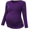 Chuanqi Womens Maternity Shirt Fall Long Sleeve Crew Neck T-Shirts Pregnancy Clothes Side Ruched Tunic Tops A-Purple view 2