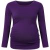 Chuanqi Womens Maternity Shirt Fall Long Sleeve Crew Neck T-Shirts Pregnancy Clothes Side Ruched Tunic Tops A-Purple view 3