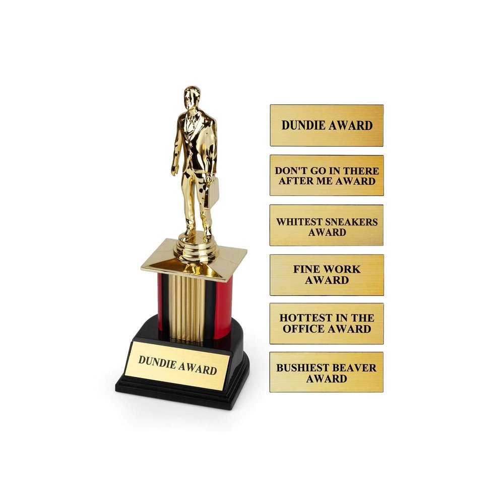 Surreal Entertainment The Office Dundie Award Replica Trophy | Host Your Own The Office Dundies Awards Ceremony | Includes 6 Interchangeable Title Plates | Measures 8 Inches Tall