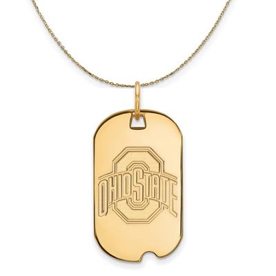 The Black Bow 14k Yellow Gold Ohio State Dog Tag Necklace - 16 Inch