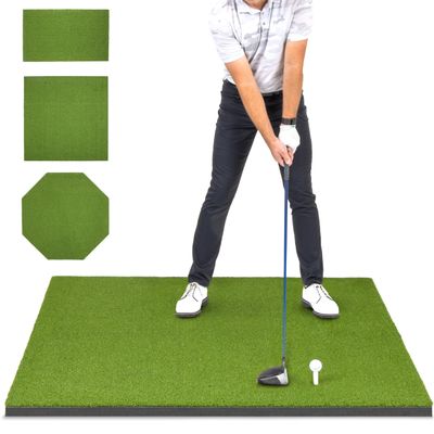 GoSports Golf Hitting Mat - Elite 5 x 4 ft - 15 mm Artificial Turf Training Mat for Indoor/Outdoor Swing Practice, Includes 3 Rubber Tees