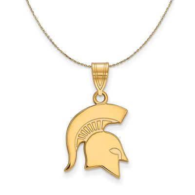 The Black Bow 14k Yellow Gold Michigan State Medium Necklace - 16 Inch