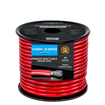 10 Gauge Primary Boat Cable - 100x2 ft Marine Grade Wire Tinned Oxygen-Free Copper - 10 AWG UL 1426 Standard PVC Wire for Boat, Automotive, Speakers, Camper & Trailers