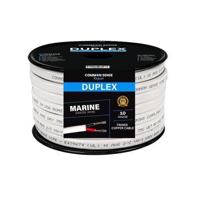 10 Gauge 2 Conductor Marine Wire - 2 x 100 ft Duplex Flat Marine Grade Wire Tinned Copper Oxygen-Free Insulated - 10/2 AWG UL 1426 Standard PVC Wire for Boat & Automotive - (200 ft Total)