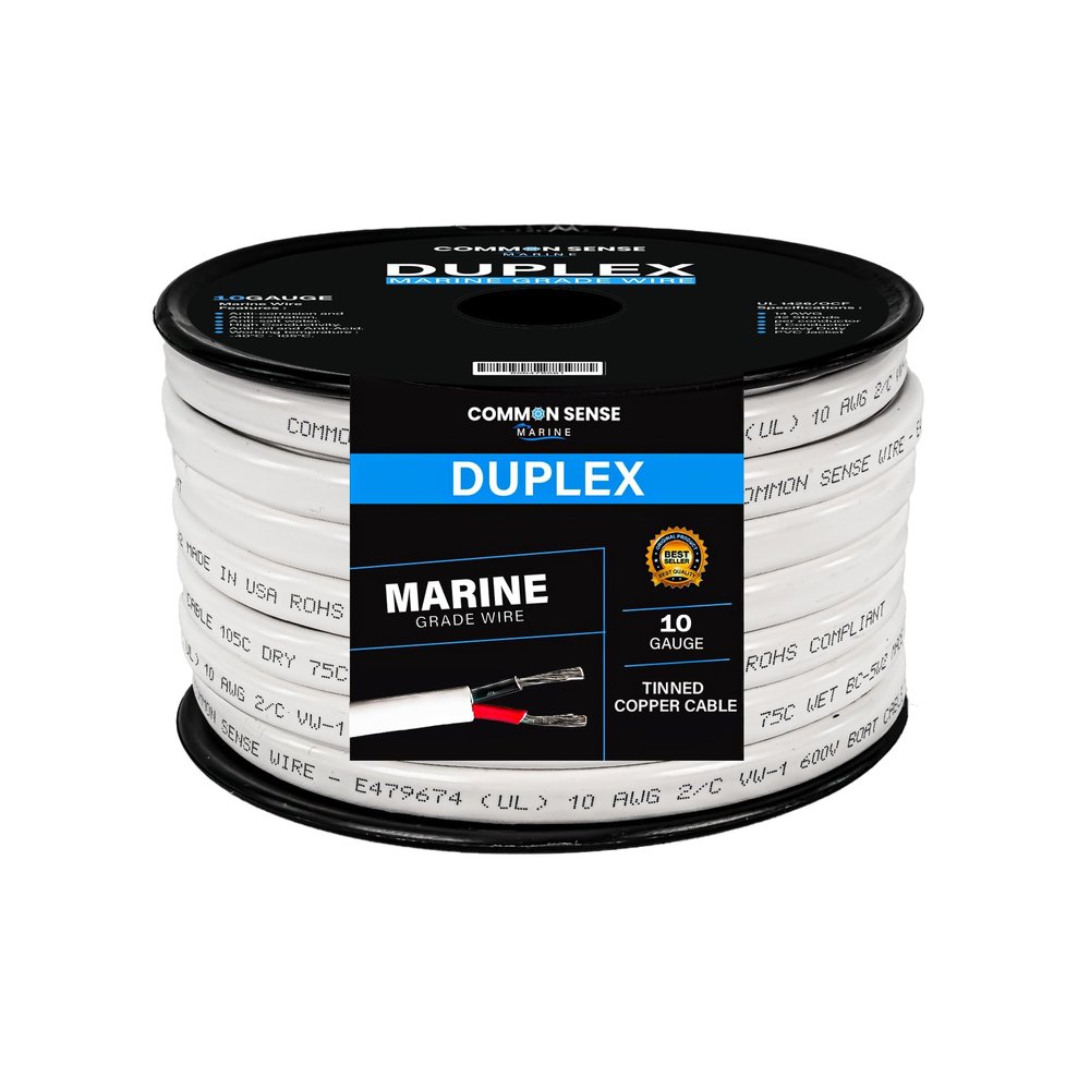 10 Gauge 2 Conductor Marine Wire - 2 x 100 ft Duplex Flat Marine Grade Wire Tinned Copper Oxygen-Free Insulated - 10/2 AWG UL 1426 Standard PVC Wire for Boat & Automotive - (200 ft Total)