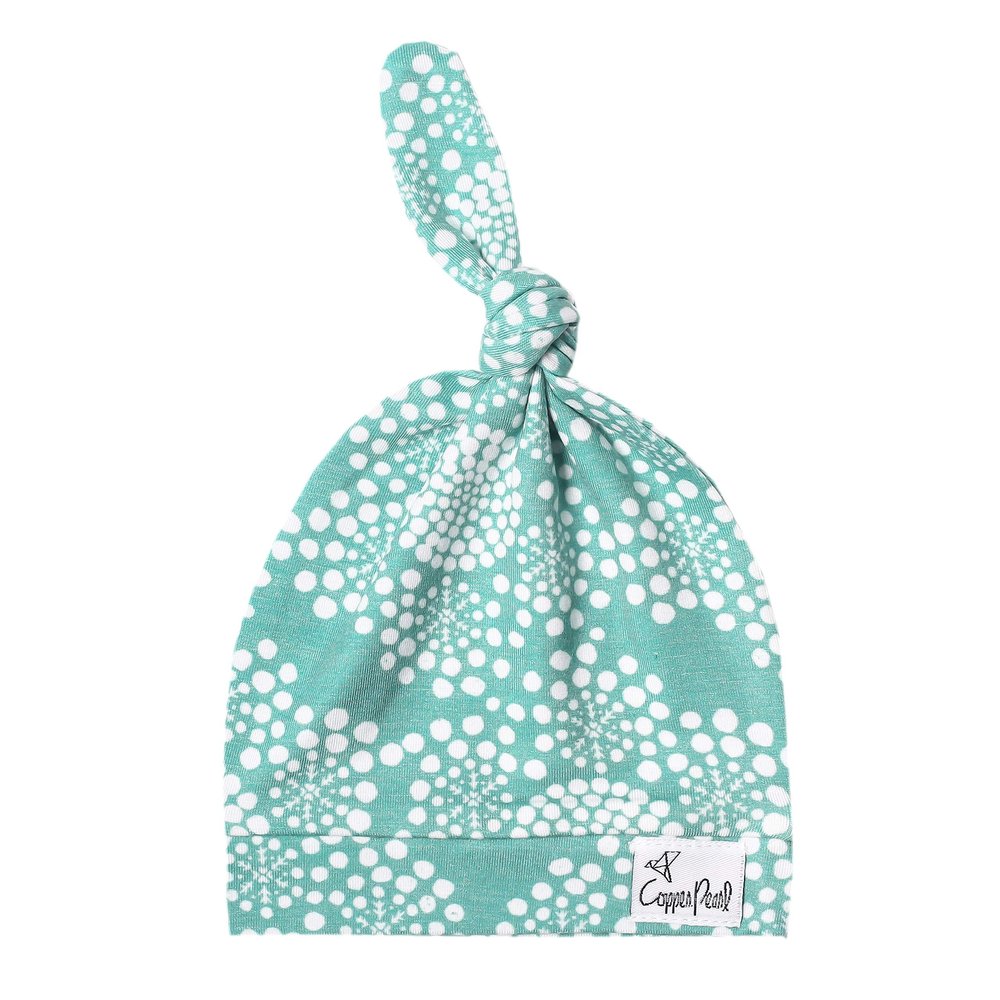 Copper Pearl Baby Beanie Hat Top Knot Stretchy Soft Jane