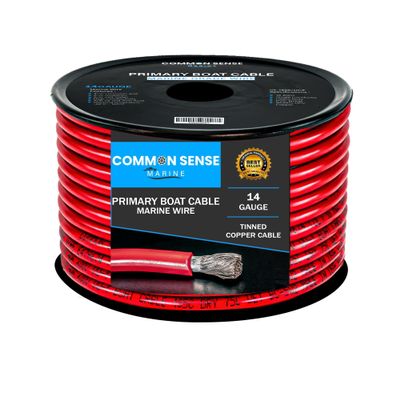 14 Gauge Primary Boat Cable - 100x2 ft Marine Grade Wire Tinned Oxygen-Free Copper - 14 AWG UL 1426 Standard PVC Wire for Boat, Automotive, Speakers, Camper & Trailers